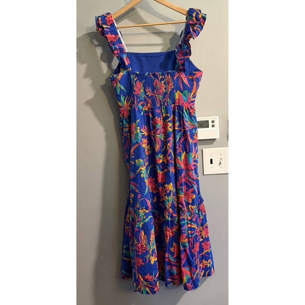 J Crew Dress Midi Floral Cotton Preppy Boho Vacay Resort Womens‎ Size 8 - Picture 2 of 13